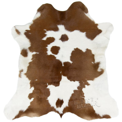 Union Rustic Genuine Brown and White Mini Cowhide Rug, Premium Quality Genuine Leather (3x2 ft)