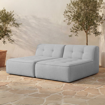 Chaise longue d'extérieur 2 pièces Perrie - bleu clair