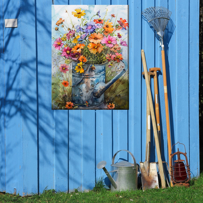 Art sur toile, "Watering Can Bouquet"