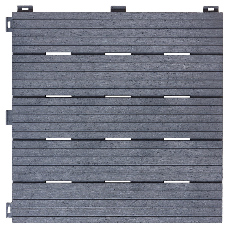COSMO-DECKING-TILES 30cm L x 30cm W Composite Interlocking Deck Tile, Light Grey