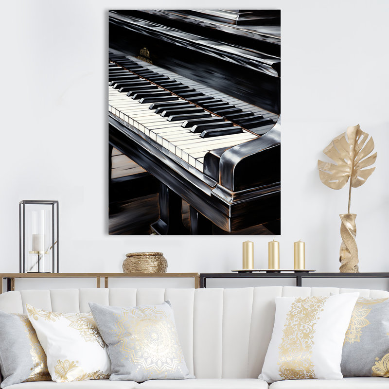«Black and White Piano Keys To Serenity III», reproduction sur toile, H 20 po x l 12 po x P 1 po, Toile tendue