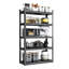Étagère de garage en métal à 5 niveaux de H 72 po, 2 000 lb, tablettes réglables pour salle de sport, noir et gris, rangement de bureau moderne Allure, garage, cuisine, entrepôt, apparence