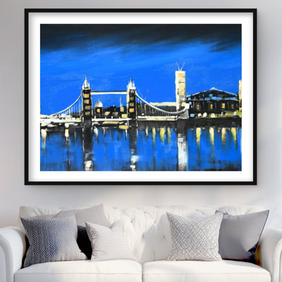 Blue skyline of London - Cities Bedroom Framed Print Decor