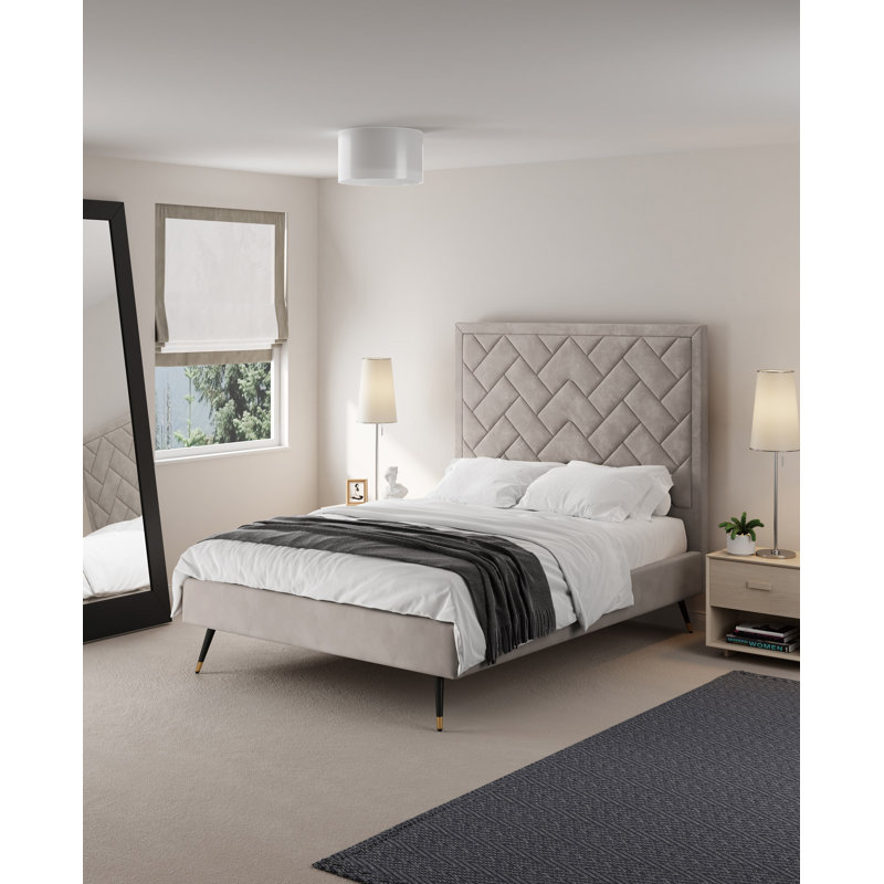 Toshiye Upholstered Platform Bed, Full / Double, Beige