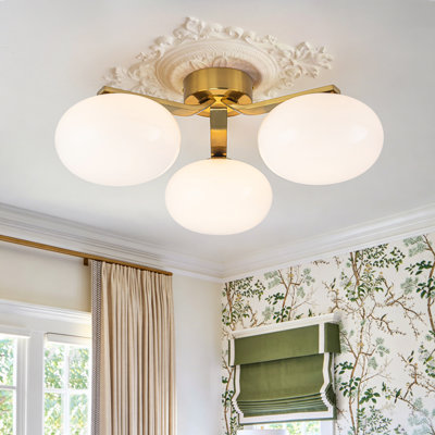 3-Light Glass Semi Flush Mount