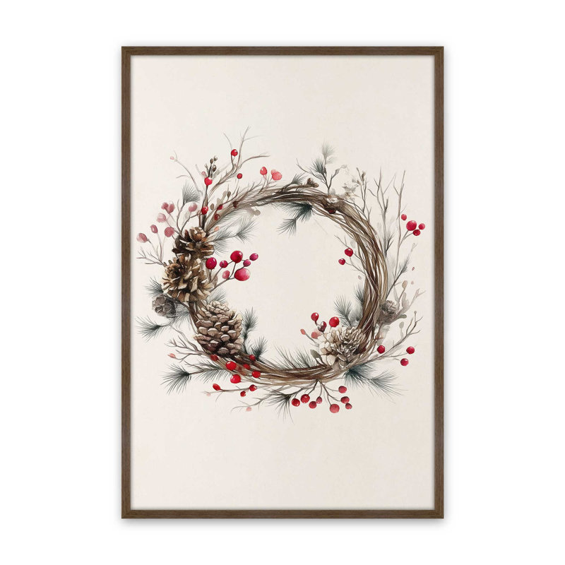 Reproduction d'art couronne de Winterberry, Noyer, 18 po x 24 po