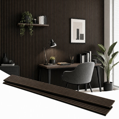 Acoustic Wood Wall Panels 2 Pack 94.5" X 12.6", Sound Proof Wooden Paneling For Walls, 3D Fluted Panel For Interior Wall Decor, Living Room, Bedroom - Walnut
