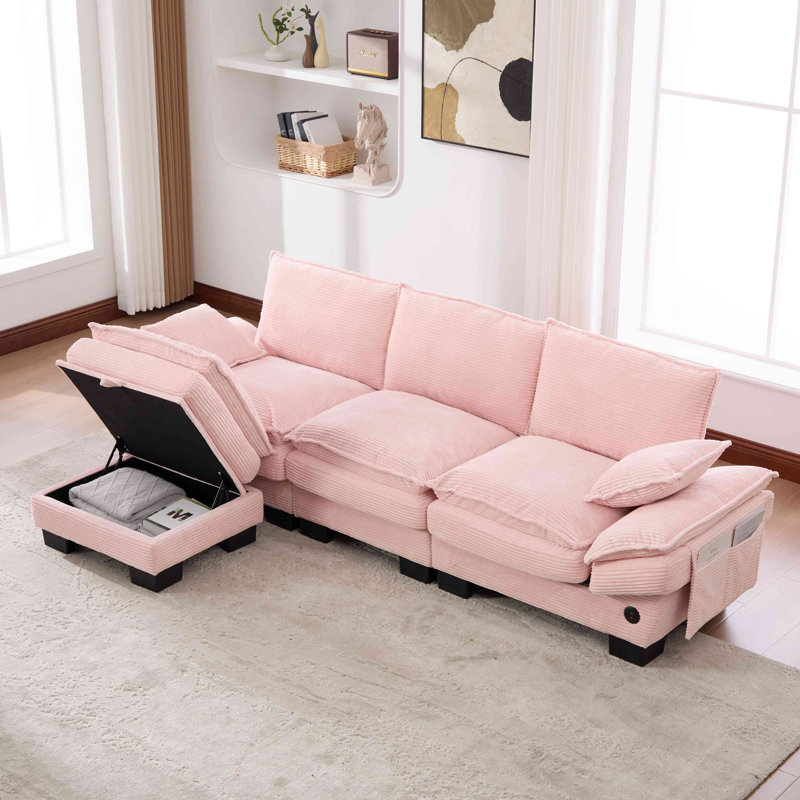 Canapé modulaire modulaire, canapé à assise profonde, canapé en velours côtelé, meubles rembourrés confortables pour salon, appartement, studio, bureau, ayant plusieurs combinaisons
