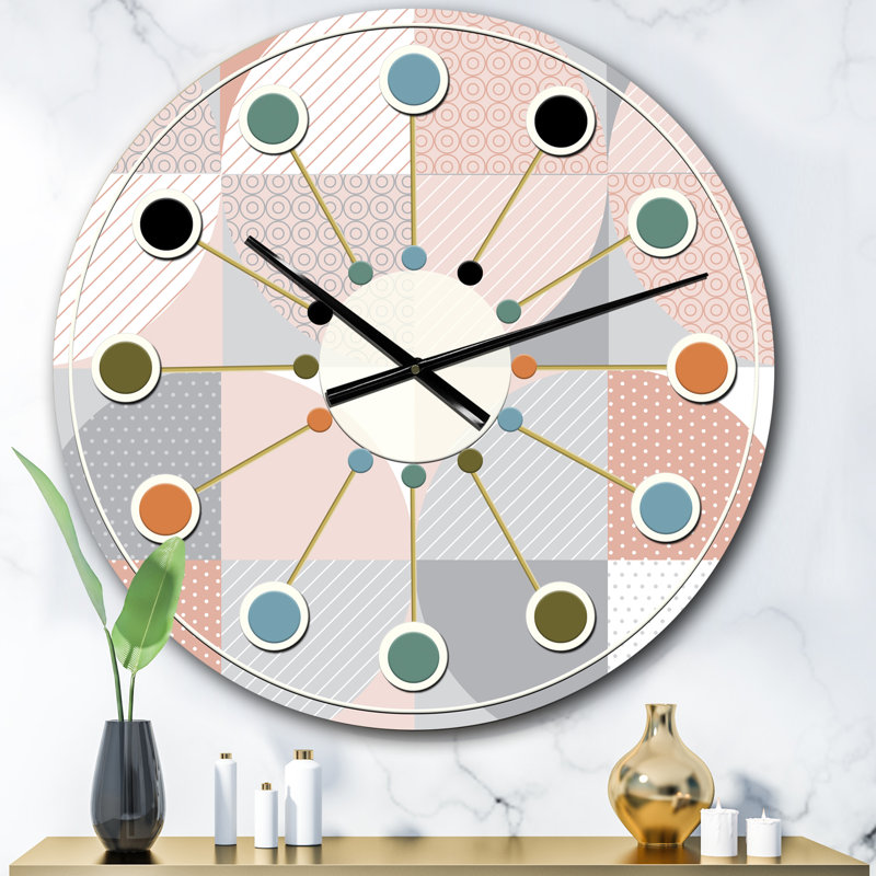 Horloge murale ronde Mid-Century, Surdimensionné
