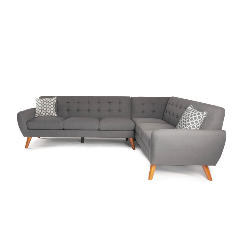 Austell Upholstered L-Shaped Sectional Symmetrical, Gray