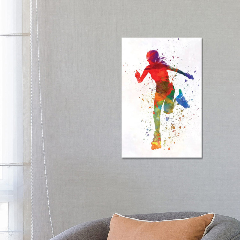 Woman In Roller Skates 12 In Watercolor by Paul Rommer - Wrapped Canvas Print, 66.04 cm H x 45.72 cm W