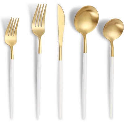 Ensemble de couverts 20 pièces pour 4 personnes, ensemble de couverts modernes en acier inoxydable avec finition satinée, ensemble de cuillères à couteaux robustes, allant au lave-vaisselle