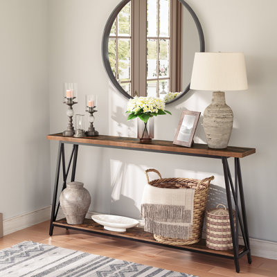 Sabira Console Table with Storage Extra Long Sofa Table Behind Couch