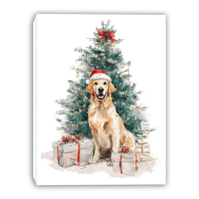 «Golden Retriever Holiday», art mural sur toile tendue
