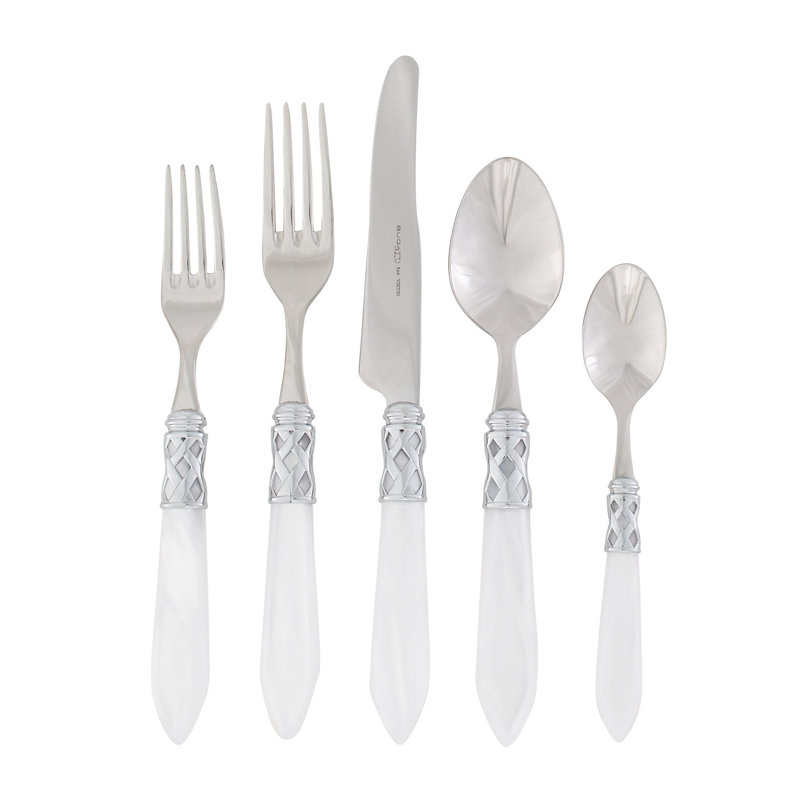VIETRI Aladdin Stainless Steel Flatware Set, Brilliant White