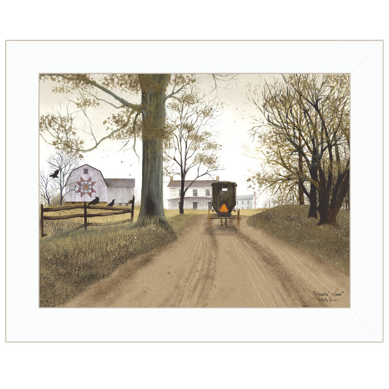 «Headin Home» par Billy Jacobs, reproduction encadrée prête à accrocher, cadre blanc