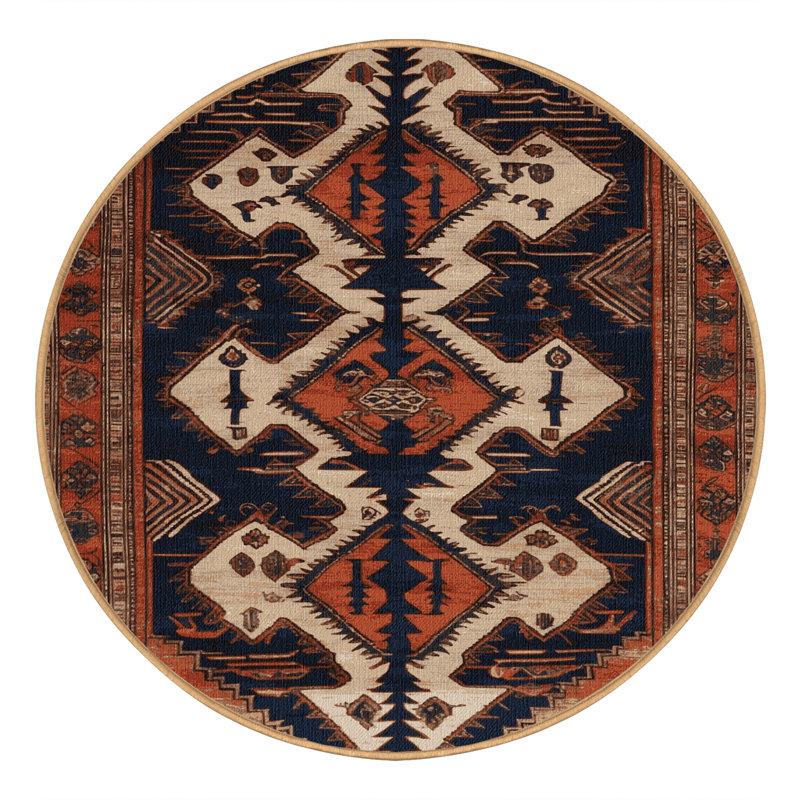 Machine Washable Persian Brown Area Rug, Round 3'