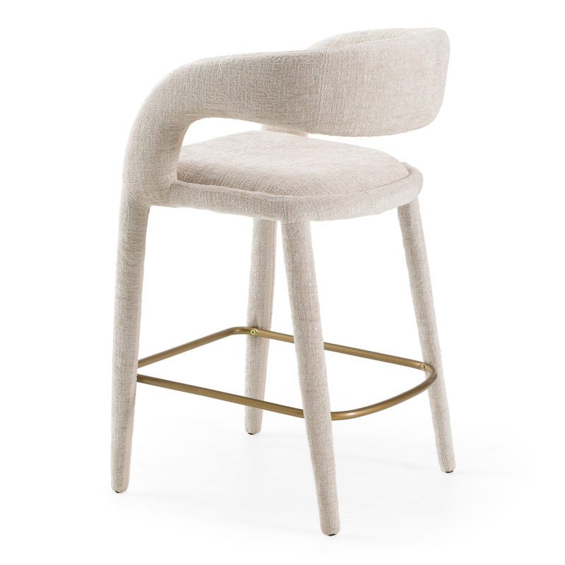 Tabouret de comptoir rembourré Arshaluys, Gris clair