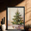 Art mural arbre de Noël noir encadré - décorations festives rétro élégantes-1482437650