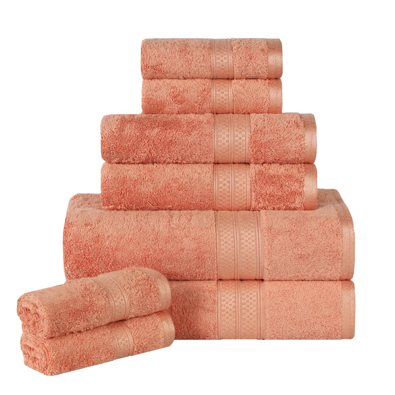 8 Piece Rayon from Bamboo Towel Set, Salmon