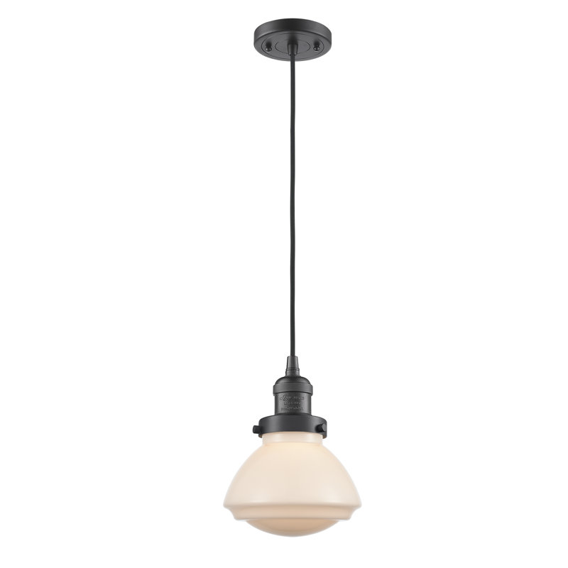 Luminaire suspendu simple à 1 lumière Chesterville, Ampoule non incluse, Blanc mat, Bronze huilé