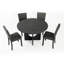 Ensemble de table de salle à manger transitionnel rond avec base en piédestal en forme de U, chaises rembourrées en tissu, ensemble de salle à manger 5 pièces-1040684056