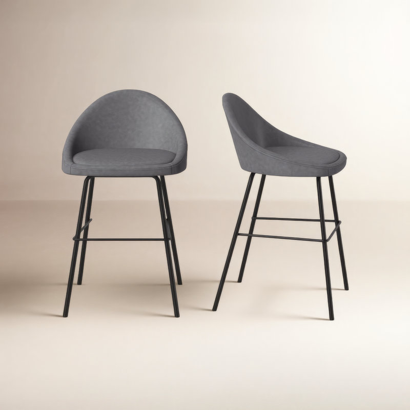 Tabouret de bar et de comptoir Holmes, Gris, Tabouret de comptoir (siège d’une hauteur de 23