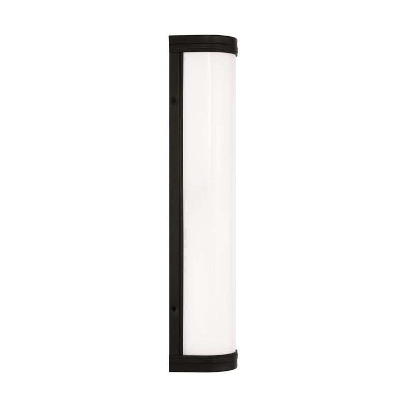 Aged Iron 2-Light Cylinder Bath Sconce with Opal Glass