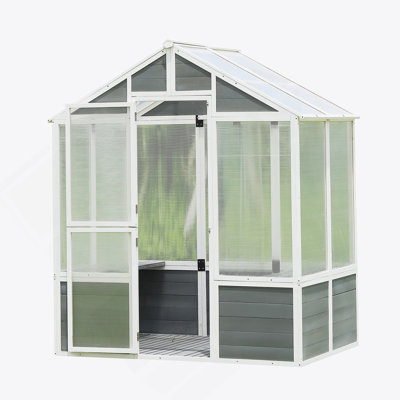 Wooden Greenhouse Polycarbonate Garden Shed For Plants, 76''X48''x86'' Outdoor Plant Gardening Greenhouse
