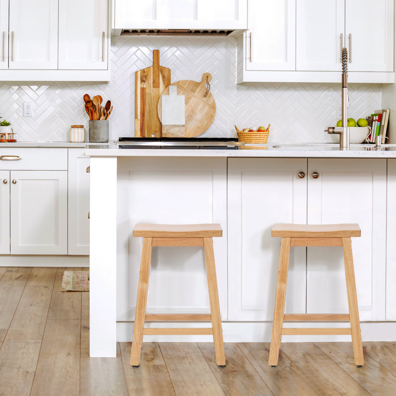 Solid Wood Counter Stool with Solid Wood Frame, Antique Gray, Counter Stool (24” Seat Height)