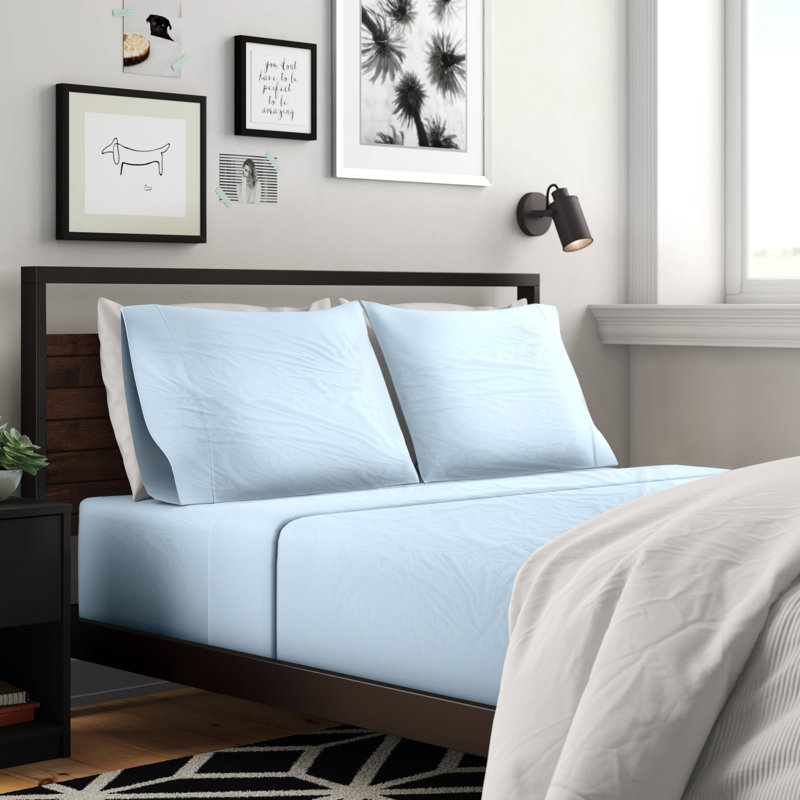 Brushed Microfiber Breathable Wrinkle Resistant Sateen Sheet Set, Light Blue, King Sheet Set + 1 Fitted Sheet + 2 Pillowcases