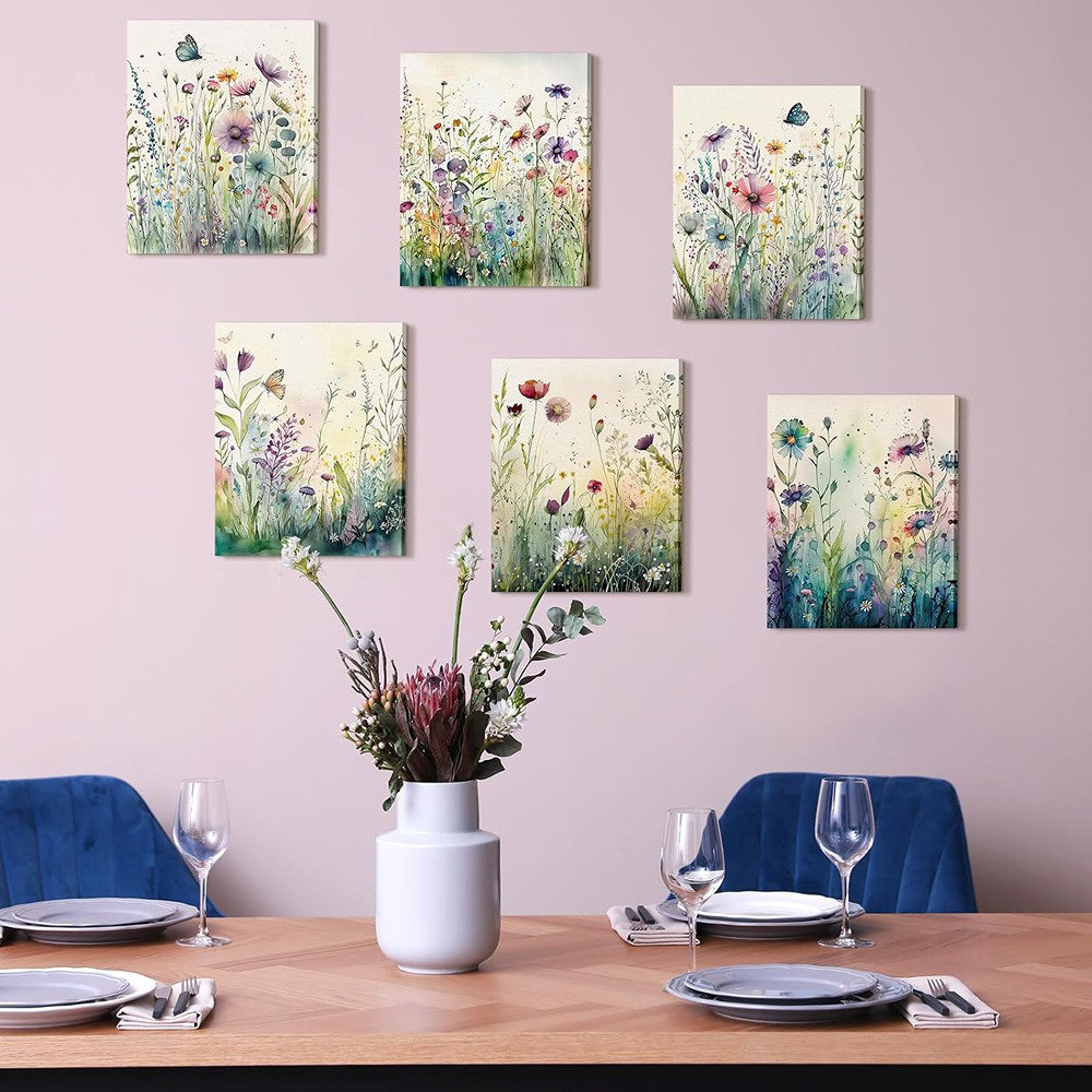 Winston Porter Framed Watercolor Flowers Canvas Wall Art Colorful ...