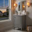 Eagarville rétro 20 po avec évier en céramique, armoire de rangement à cadre en bois massif et support intégré (gris / vert)-305997709