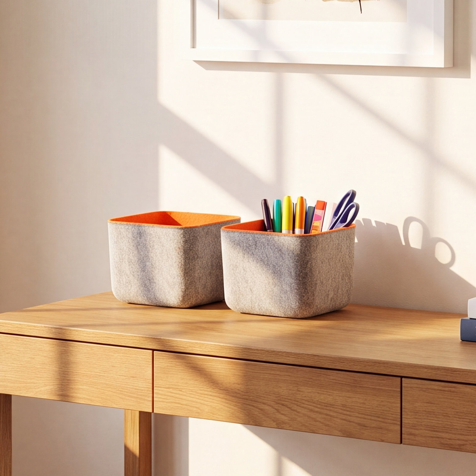 Reuben Felt Desk Organizer, Orange 