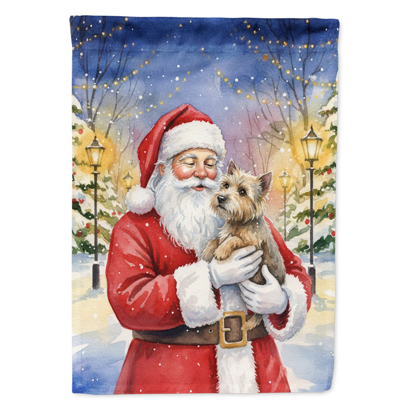 Cairn terrier avec le drapeau de la maison du Père Noël, Taille de la maison, Cairn terrier