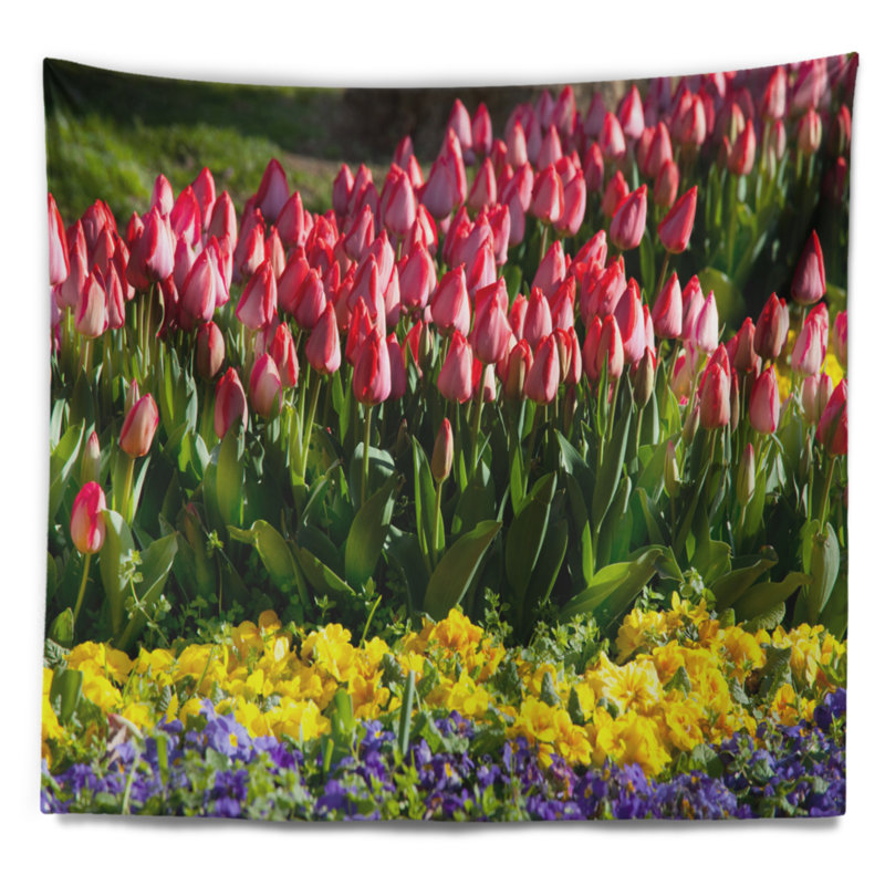 Tapisserie florale tulipe avec fleurs jaunes, H 32 po x l 39 po