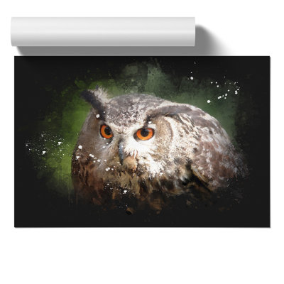 Great Horned Owl Paint Splash - Frameless Print