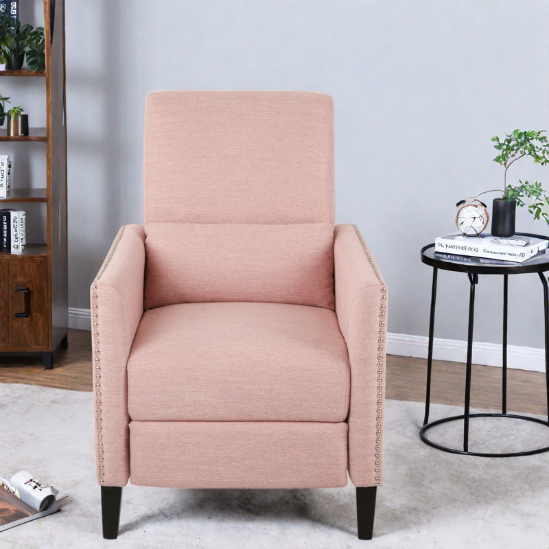 Fauteuils inclinables gain de place avec poche latérale, tissu rose poudré, touche moderne pour la maison