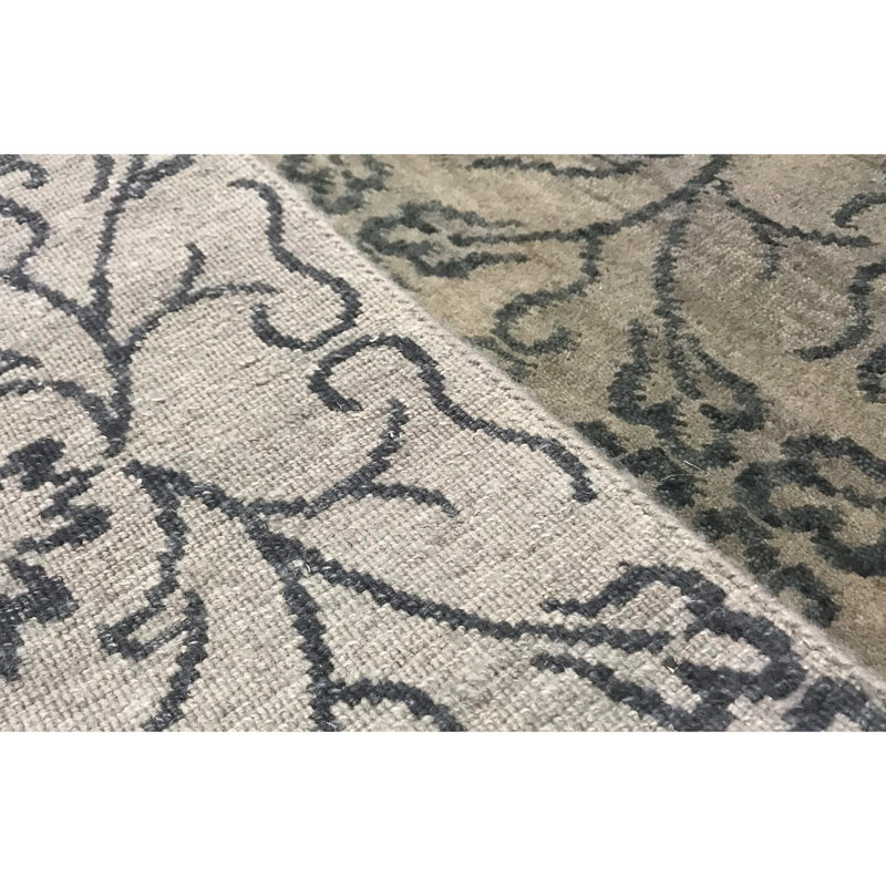Windsom Damask Area Rug in Gray/Brown, Rectangle 8'2" x 10'1"