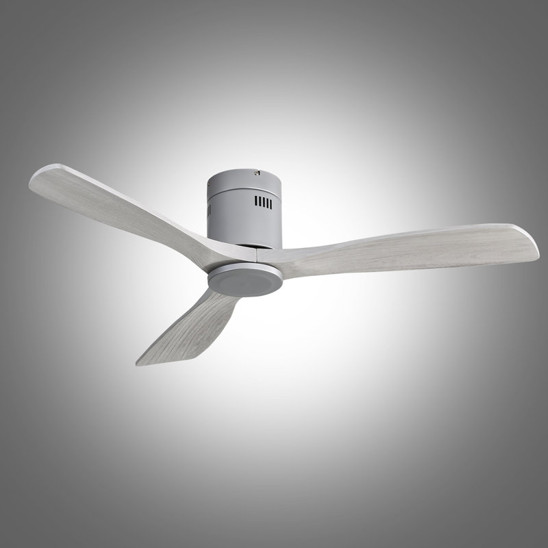 Nicola 52'' 3-Blade Ceiling Fan With Remote Control, Silver Finish with Gray Blades
