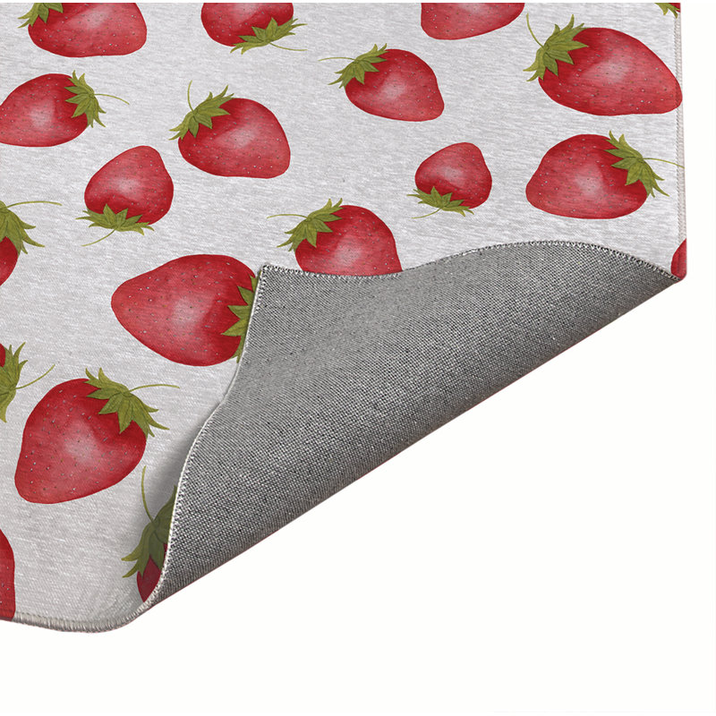 Tapis de bureau léger Summer Strawberries, L 36 po x P 60 po, Blanc
