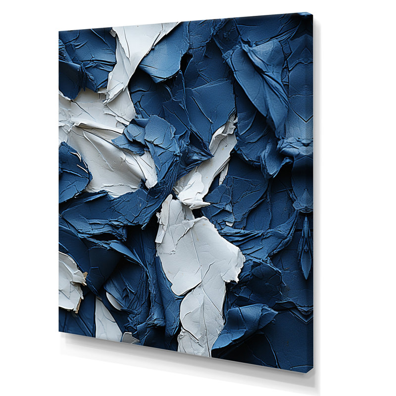 Bliss Of Happiness In Aegean Blue - Abstract Painting Canvas Wall Art, 40" H x 30" W, Wrapped Canvas, No Frame