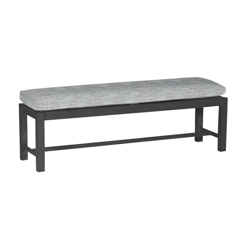 Banc d'extérieur sans dossier 60 po Club Wrought, InsideOut® Rollo ‑ lin argent, Welt, Gris ardoise