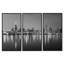 Chicago Skyline at Night, noir et blanc - 3 pièces, cadre photo flottant sur toile-760375431-760375435