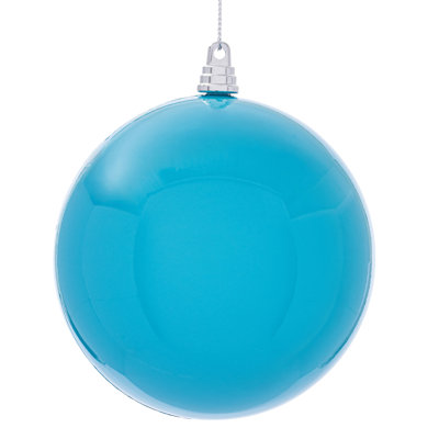 4.75" Aqua High-Gloss Ball Ornament. Includes 4 ornaments per bag.