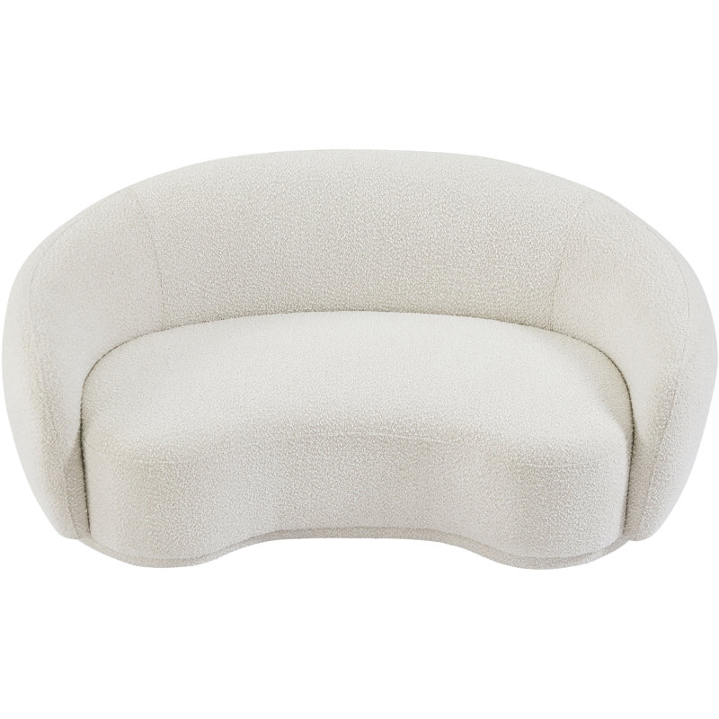 Canapé Chesterfield Hyde, Tissu crème bouclé, H 27,5 po x l 64 po x P 38 po