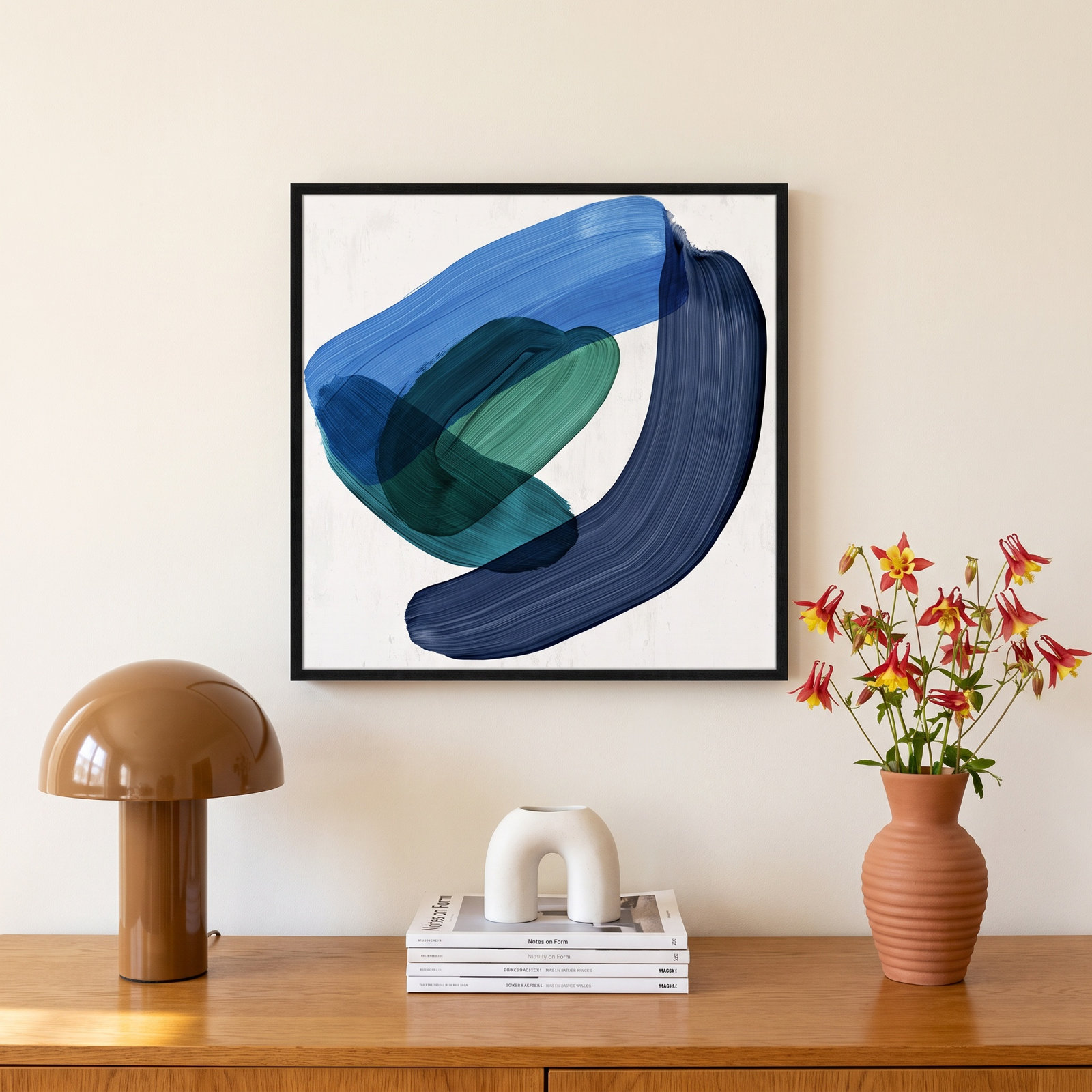 Smooth Bend II Painting, 32" H x 32" W x 0.75" D, Black