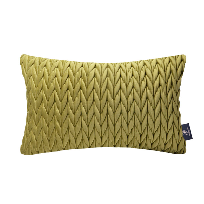 Coussins en velours matelassé, coussin décoratif texturé tressé, Vert, Rectangle H 12 po x l 20 po