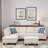 Linen Fabric L - Shaped Sectional Sofa With Nailhead Trim And Cup Holders And Storage Ottoman-516994631