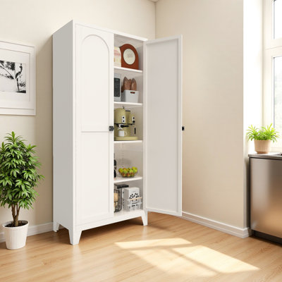 Armoire en métal blanc de 180 cm (71 po), de 3 à 4 tablettes, idéale pour le bureau, le corridor ou la cuisine.